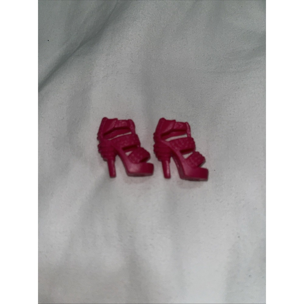 Barbie Doll Hot Pink STUD Ruffle High Heel Peep Toe Shoes Strappy